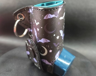 Cute bats asthma inhaler holder cover keyring, pump case holder, gothic gift, asthmatic gift, alternative gift, respiratory wellbeing