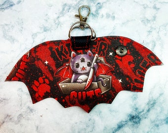 Killer cute Bat wing key cover, Key holder, Keyfob, Gothic, Goth Keyring, Accessory, Gifts, true crime, Alternative, Housewarming, halloween