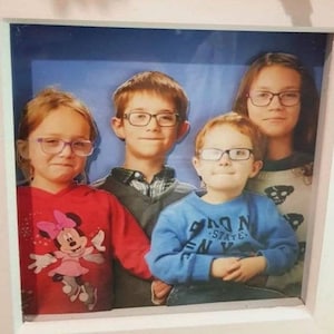 Unique Personal Gift Family Portrait 3D Pop Out Photograph in Deep Box Frame - Perfect, One of a Kind Wedding, Birthday, Anniversary Present