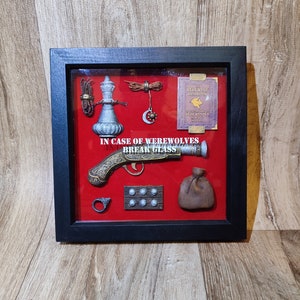 In Case of Werewolves Break Glass 3D Shadowbox Wall Decoration Diorama Unusual Handmade Framed Geeky Gift
