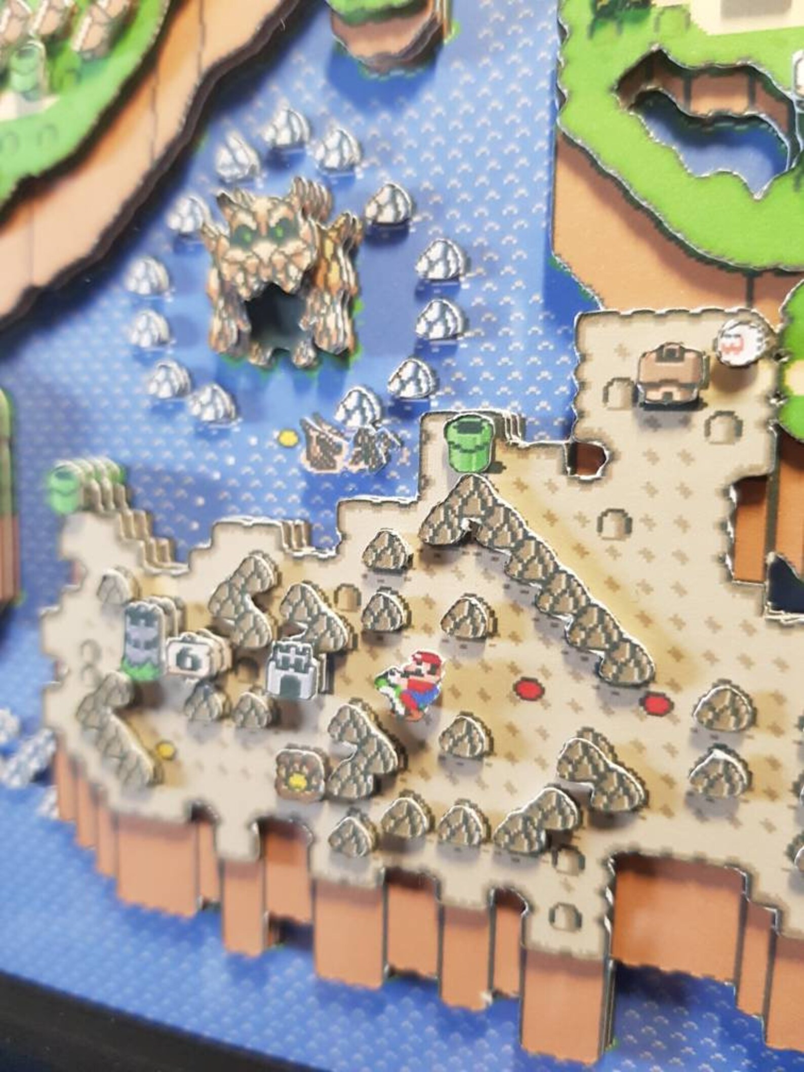 Super Mario World Map 3d Shadowbox Diorama 8x8 Retro Etsy