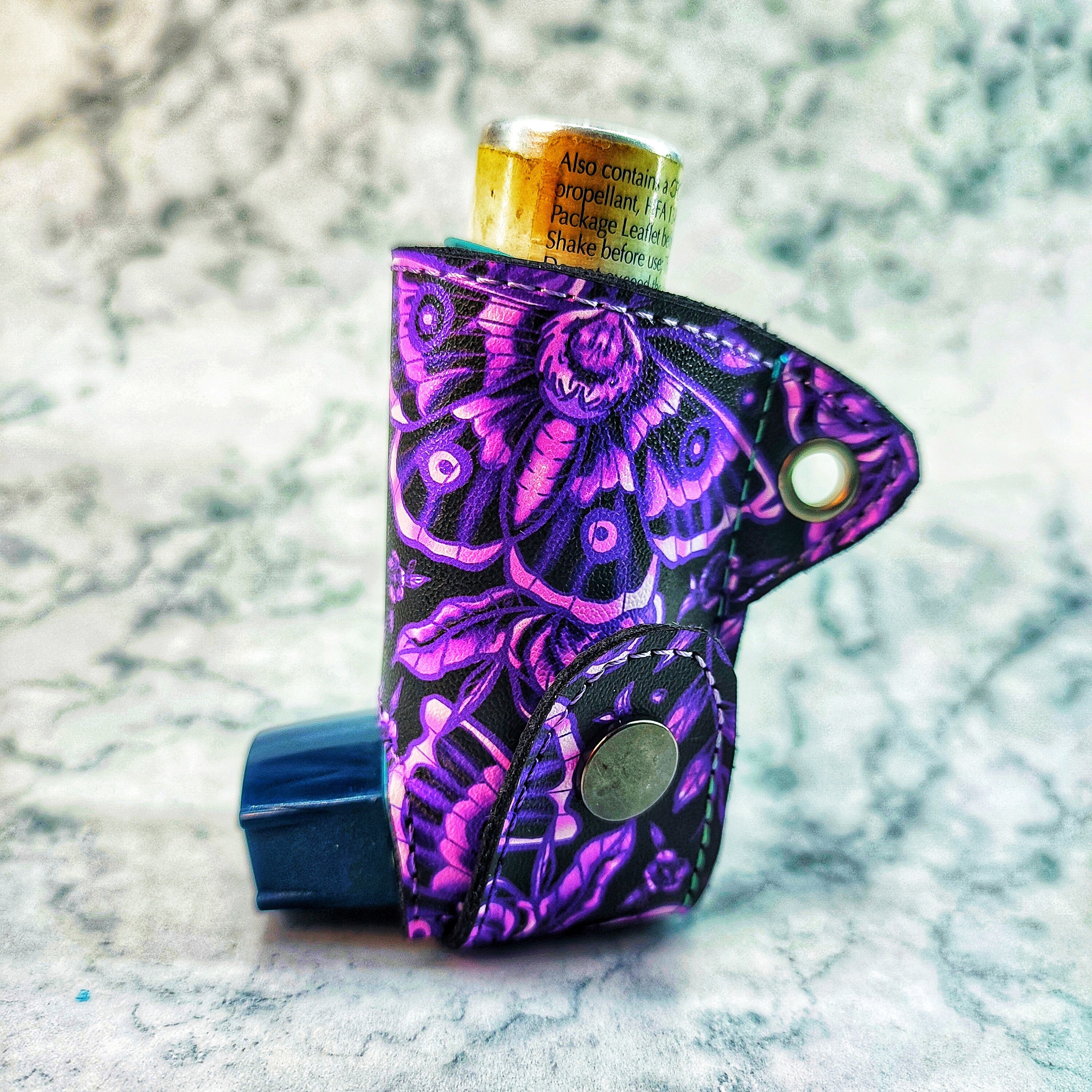 Purpl Inhaler Purple Butterflies Asthma Inhaler Holder Cover Keyring, Fits Pump ...