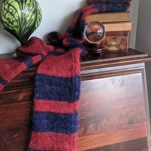 Luxe Angora Scarf, Red and Blue, unisex