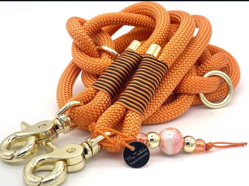 Adjustable dog leash for small dogs and puppies | Mix & Match rope leash | Custom collar set | Handmade image 13