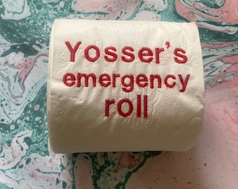 Personalised embroidered toilet roll.  Toilet roll. Personalised gift