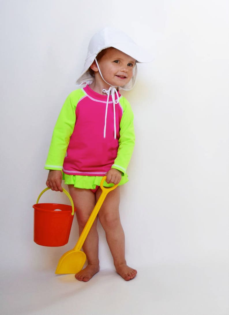 2T4T Long Sleeve Baby Swimsuit, Girls Swimsuit, Long Sleeve Rash Guard