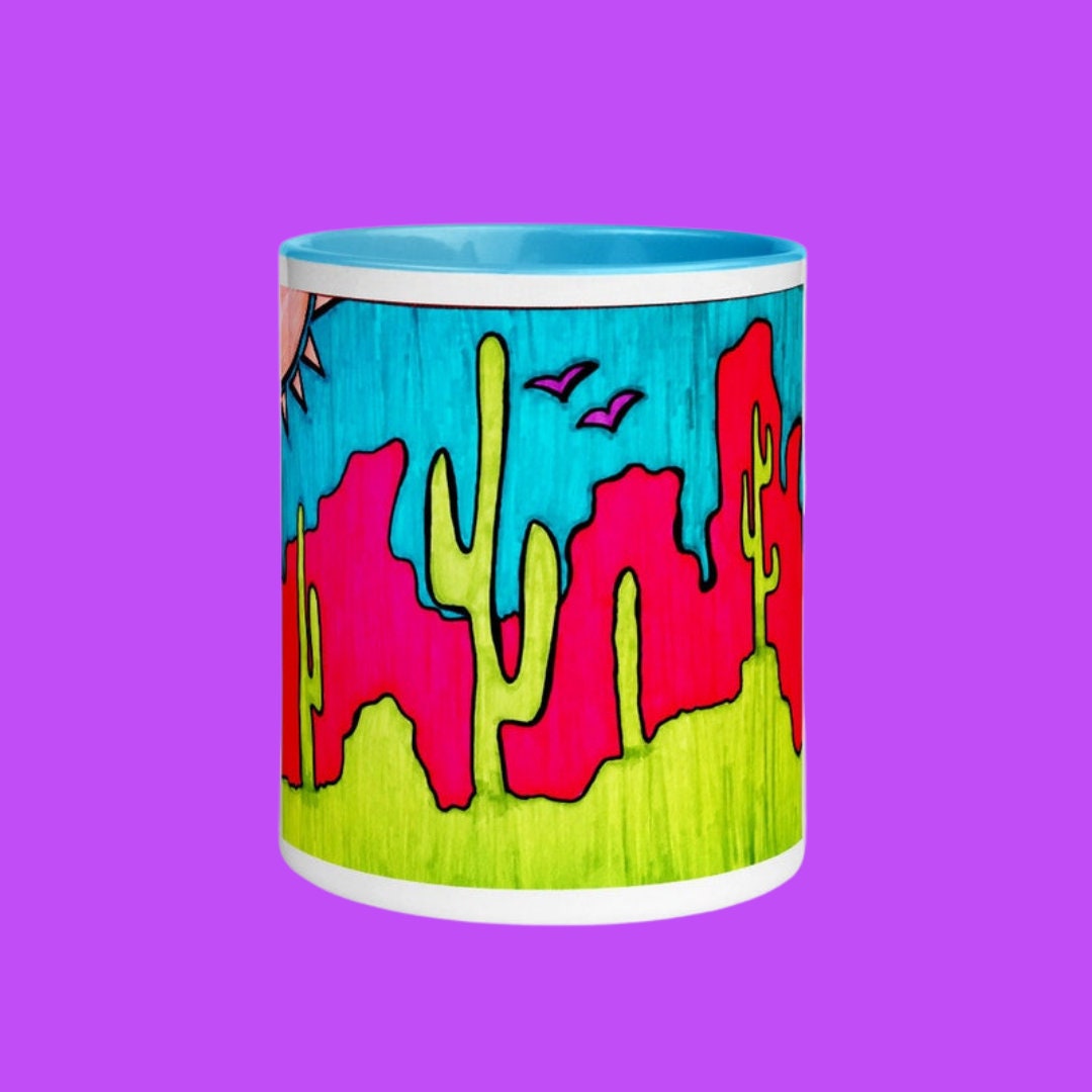 Arizona Saguaro Cacti Desert Mug With Color Inside - Etsy