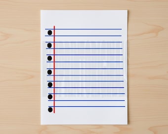 Papel de cuaderno rayado SVG PNG Descarga digital instantánea