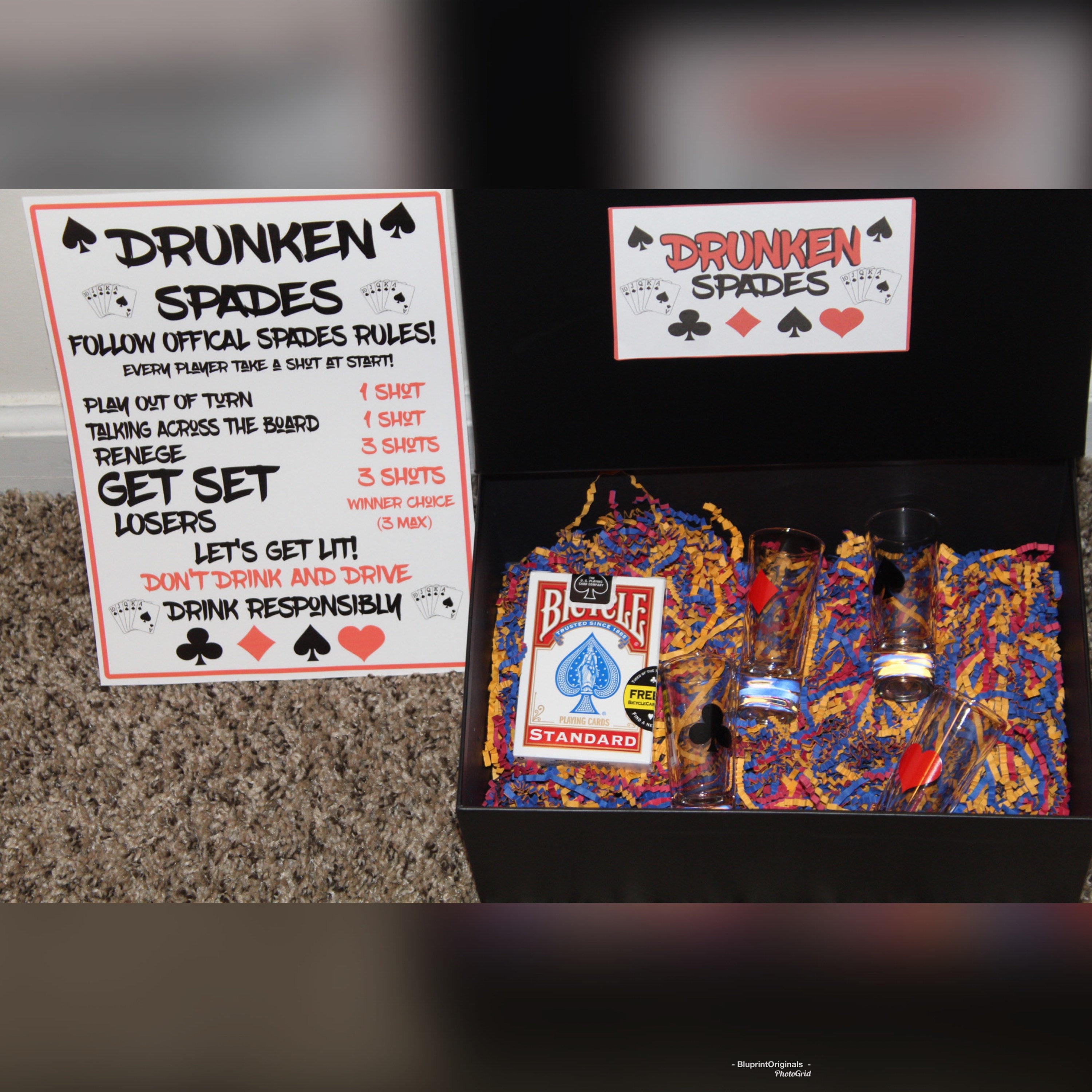 Drunken Spades Drunken Games Game Night Etsy