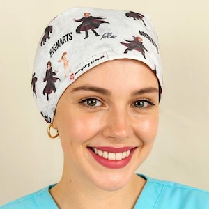 Potter Custom Scrub Cap Anime Surgical Cap Satin Lined Euro scrub Hat for women Character from Magic School Scrub Cap For Nurse Anatomy cap