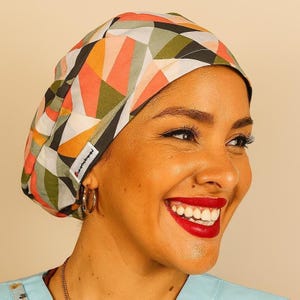 Retro Geometric Scrub Caps For Women Euro Scrub Cap With Satin Lining Custom  Surgical Cap For Nurse Anatomy Hat Esthetician Business Cap.