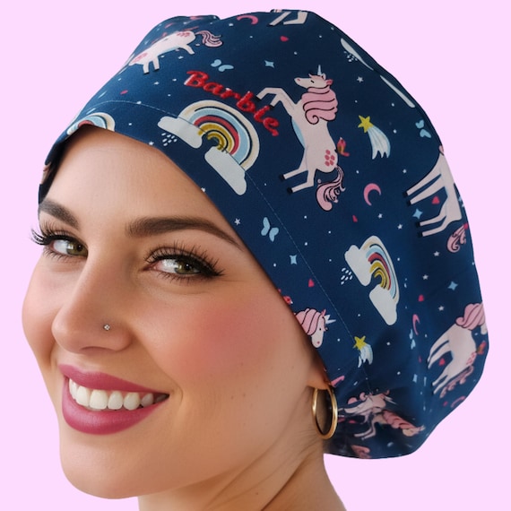 Rainbow Scrub Cap Pink Unicorns Nurse Graduation Gifts Custom Scrub Caps For Women in OR Euro Medical Hat Embroidered Funny Surgeon Cap Name
