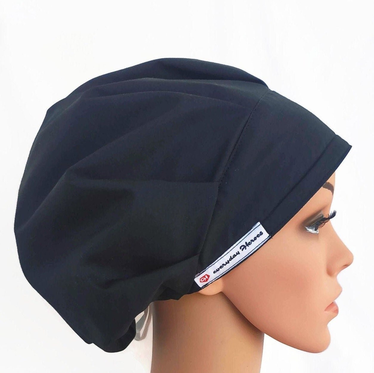 Black Bouffant Scrub Hat Scrub Caps for 