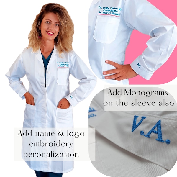 Scrub personalizzati Camice da laboratorio personalizzato Aggiungi logo Nome Ricamo Camice bianco per medico dentista e farmacista Giacca infermiere professionista XXXL Plus