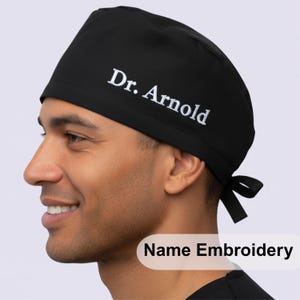 Custom Name Personalized Scrub Cap Mens Surgeons Scrub Hat, Surgical Cap With Sweatband, Gift For Doctors Dentist Anesthesiologist Vets.