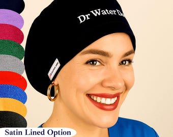 Operating Room Custom Scrub Caps For Women Satin Lined with Buttons Surgical Cap with Name Anesthesia Scrub Hat for Student Nurse OBGYN Cap