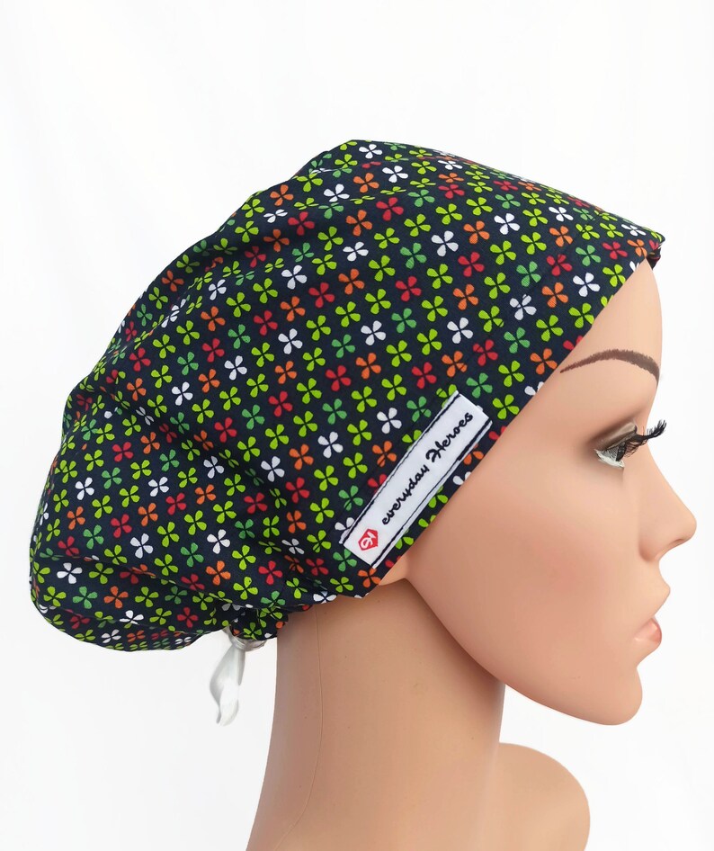 Black Scrub Hat Flowers Scrub Caps Euro Surgical Cap Women Etsy