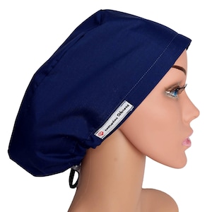 Custom Blue Theatre Nurse Scrub Caps for Women Satin Lined Surgery Euro Scrub Hats with Buttons Pediatric Surgeon Gift Medical Assistant ER.