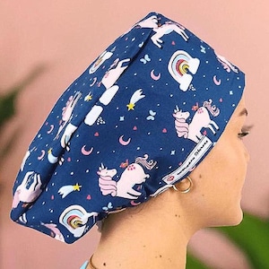Scrubmuts voor kinderen Cartoon anime scrubmuts Euro aangepaste naam Gepersonaliseerde operatiemuts voor vrouwen chirurg verpleegkundige pet in OF grappige eenhoorns.