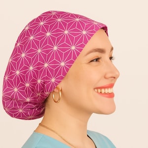 Abstract Pink Scrub Caps For Women Euro Funny Scrub Cap Satin Lined Custom Surgical Nurse Cap Gift For Doctor in Or Surgeon Cap with Buttons