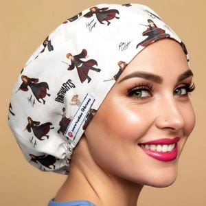 Hogwarts Magic Custom Scrub Cap Anime Surgical Cap Satin Lined Euro scrub Hat for women Character Potter Scrub Cap For Nurse Anatomy cap