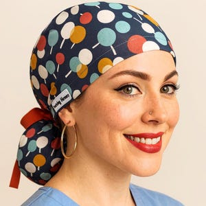 Ponytail Hat For Women Funny Scrub Cap Satin Lining Scrub Hat For a Doctor with Long Hair Cute Surgical Cap With Name Student Nurse Gifts.