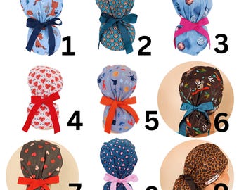 44 Cappellini chirurgici foderati in raso con coda di cavallo, cappellino chirurgico da donna, negozio Everyday Heroes, cappellino da infermiera con bottoni, regalo per dentisti, cappellini divertenti