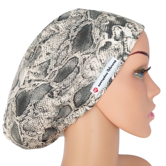 Snake Leather Print Scrub Cap Surgical 