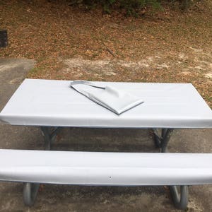 Table Glove Fitted Marine Grade Vinyl Picnic Tablecloth Sets -Picnic Table Cloth Cover  - Gray