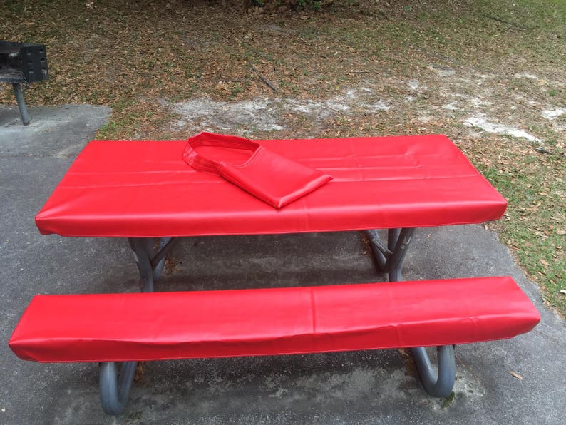 Table Glove Fitted Marine Grade Vinyl Picnic Tablecloth Sets Image 0