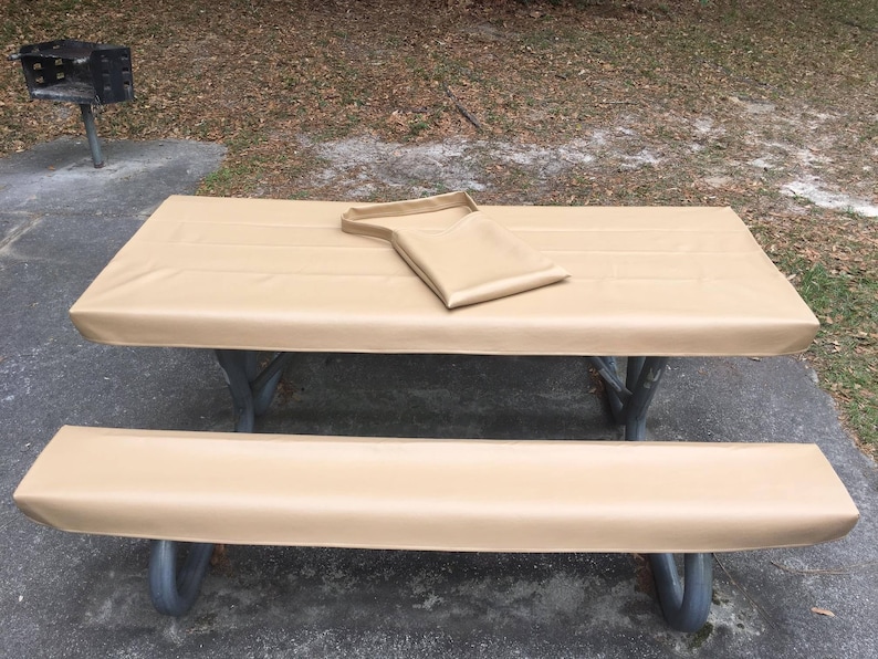 Table Glove Fitted Marine Grade Vinyl Picnic Tablecloth Sets Tan Picnic Table Cloth Cover