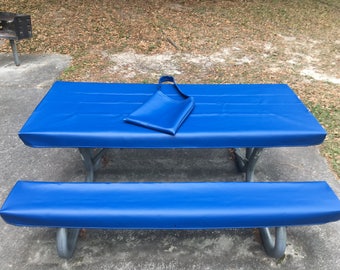 Mantel de vinilo de grado marino con diseño de guante de mesa - Mantel para mesa de picnic - Azul rey