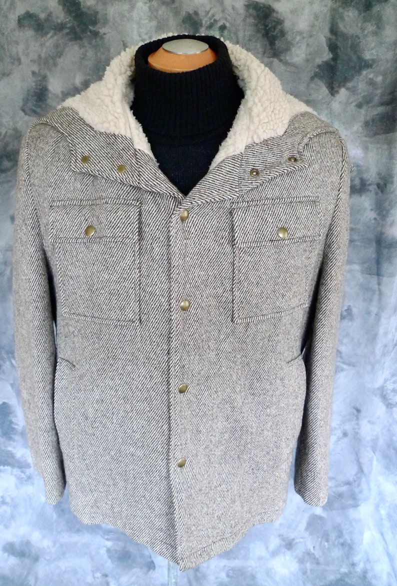 Vintage Woolrich SHERPA Lined WOOL Blanket Hunting Jacket COAT Split ...