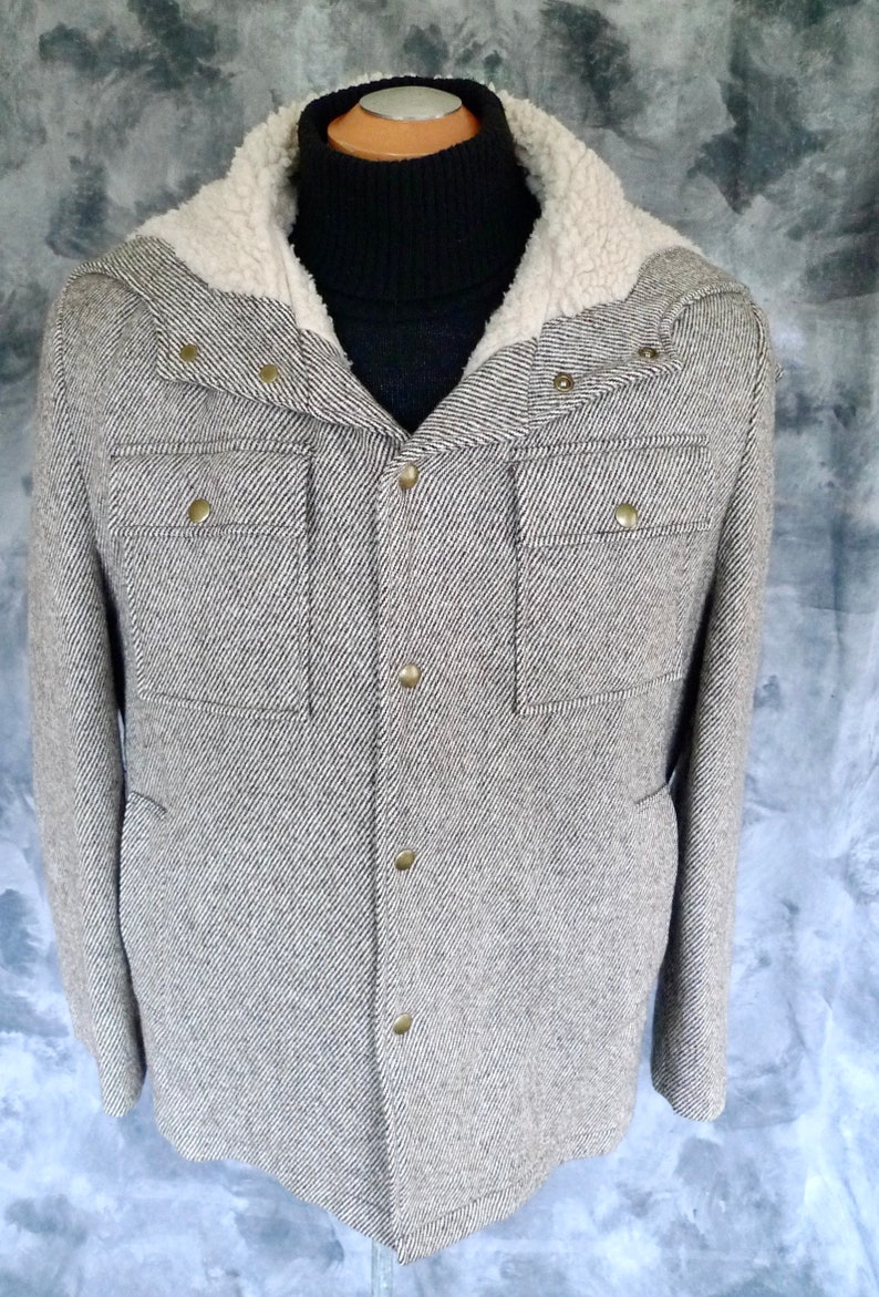 Vintage Woolrich SHERPA Lined WOOL Blanket Hunting Jacket COAT Split