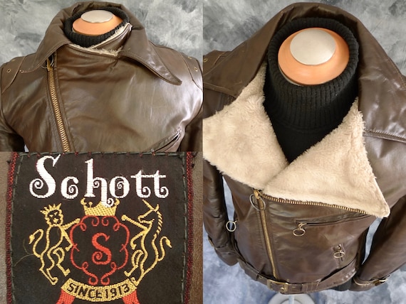RARE! > SCHOTT Mens Leather Jacket Vintage SCHOTT