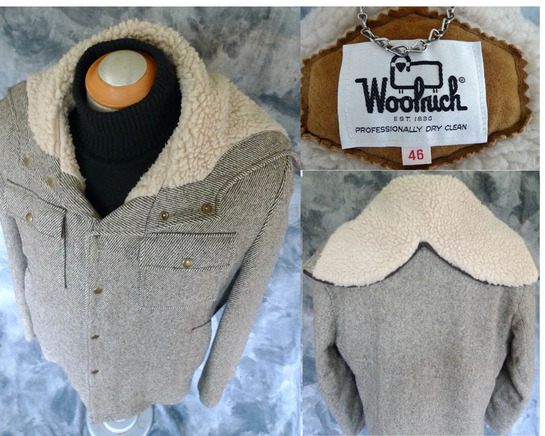 Vintage Woolrich SHERPA Lined WOOL Blanket Hunting Jacket COAT Split