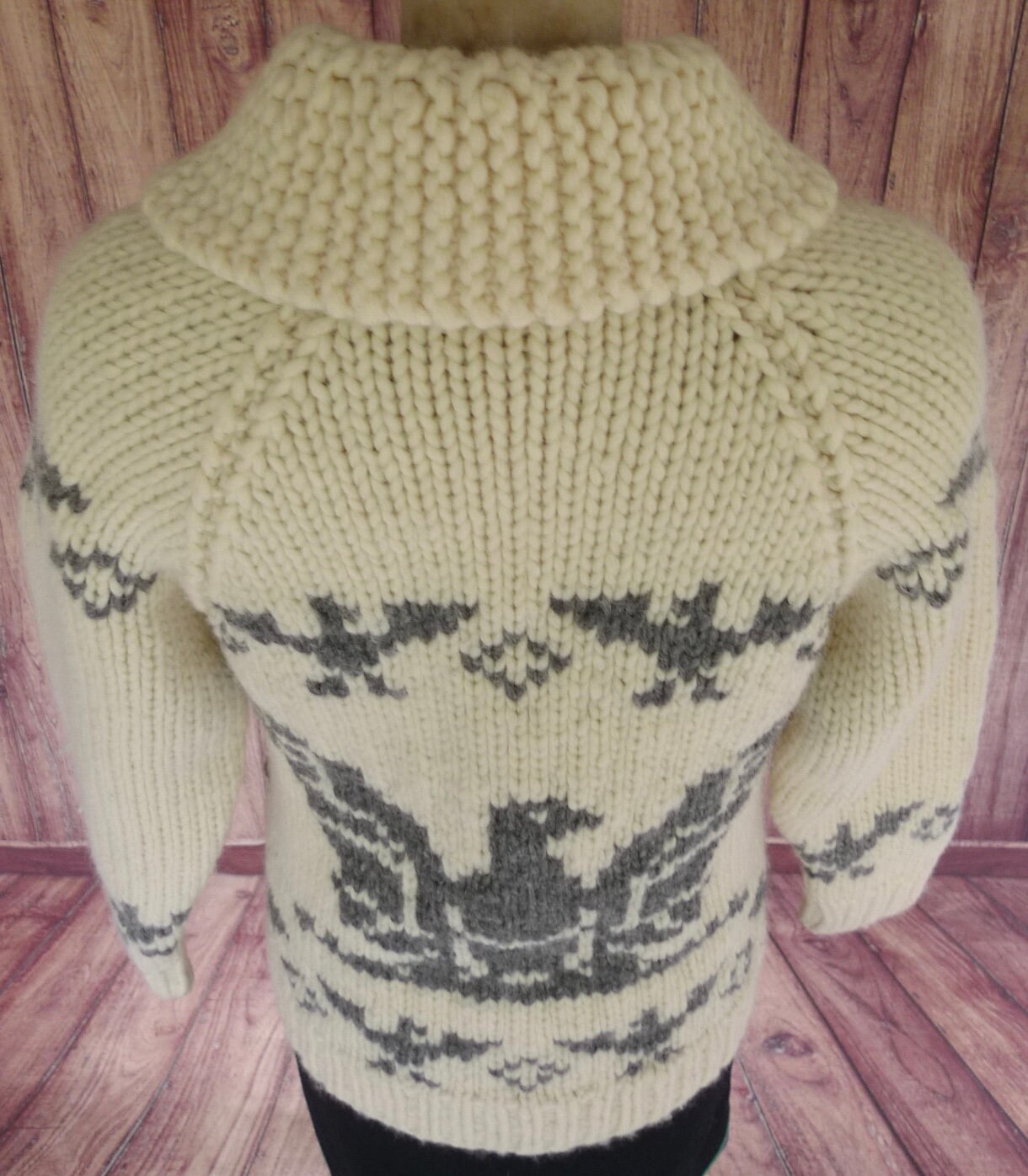 COWiCHAN Wool Sweater Hand knit WOOL THUNDERBiRD EAGLE Indian Etsy
