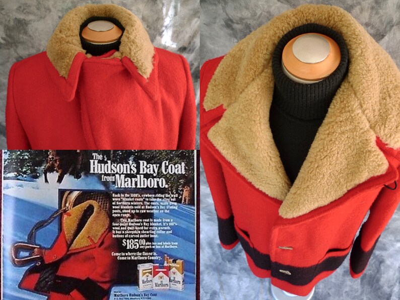 Men's HUDSON Bay Wool Coat X Marlboro MAN RARE Limited Etsy