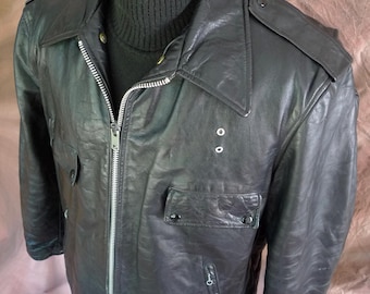 Vintage Lesco Leathers Brown Leather Motorcycle Jacket Sz 42