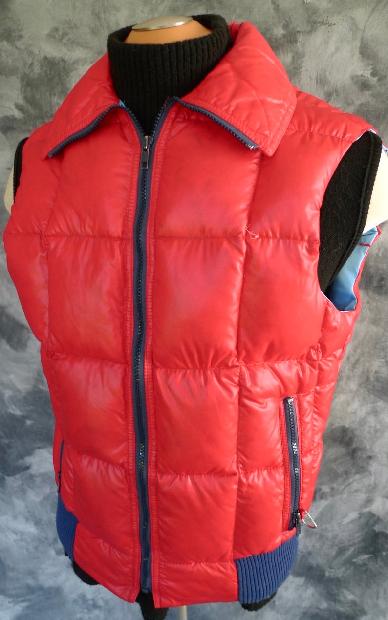 DOWN Filled Men's Vintage PUFFER Vest Red David S Reid Etsy