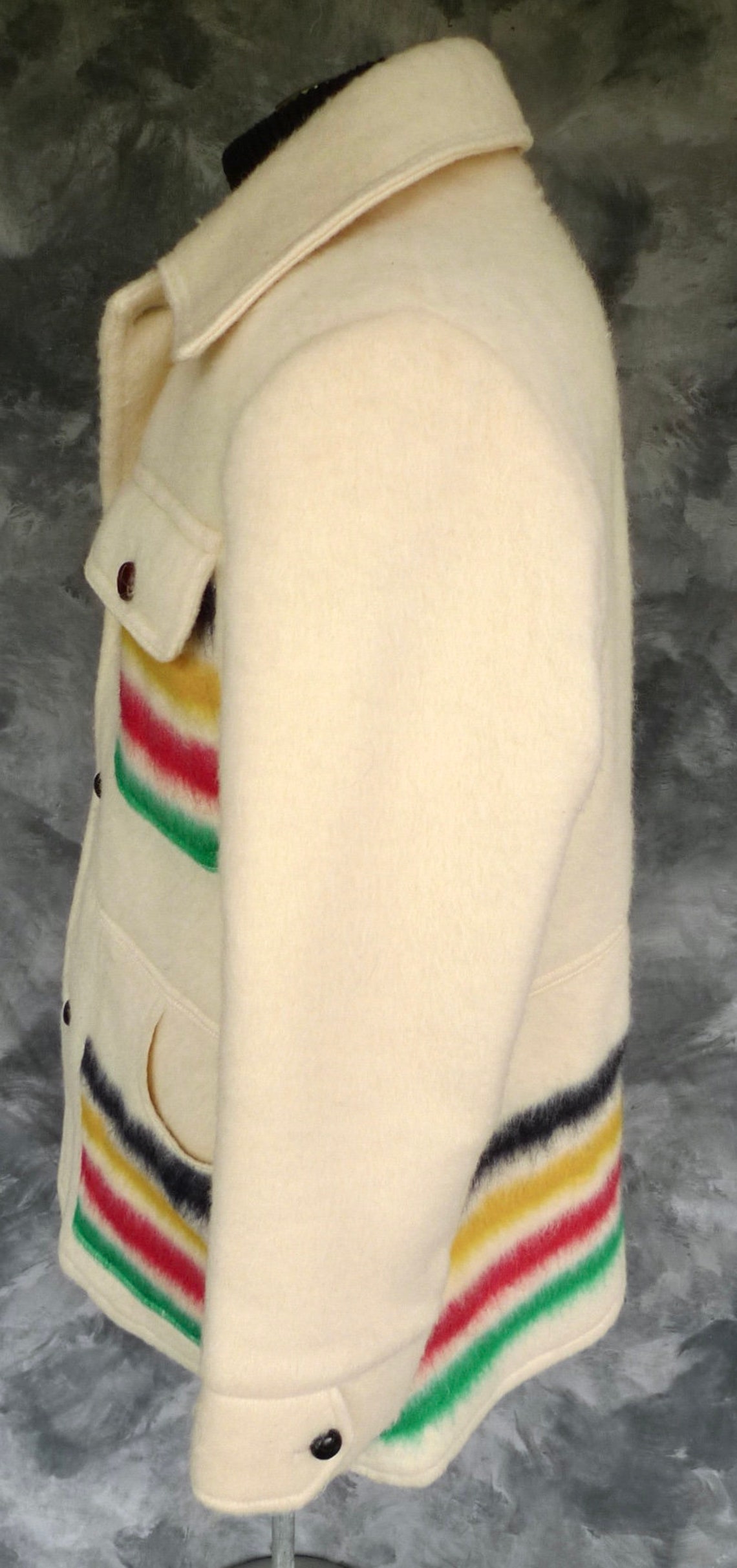 Rare Vintage HUDSON'S BAY 100 WOOl Striped Blanket Jacket Etsy