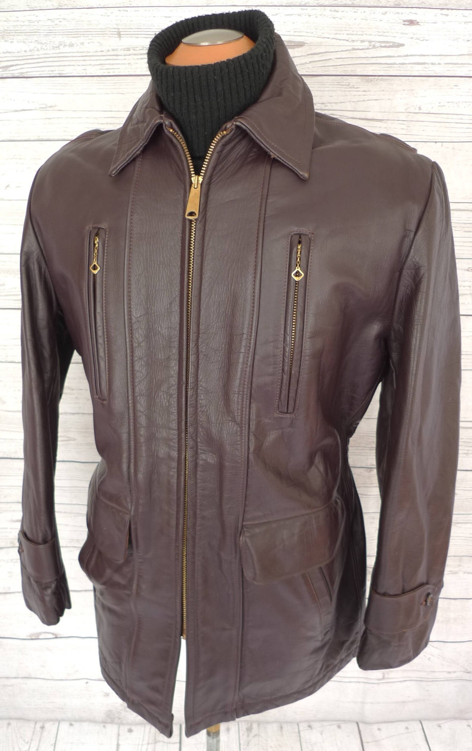 Mens HERCULES Leather Jacket Vintage Leather JACKeT 1950s | Etsy