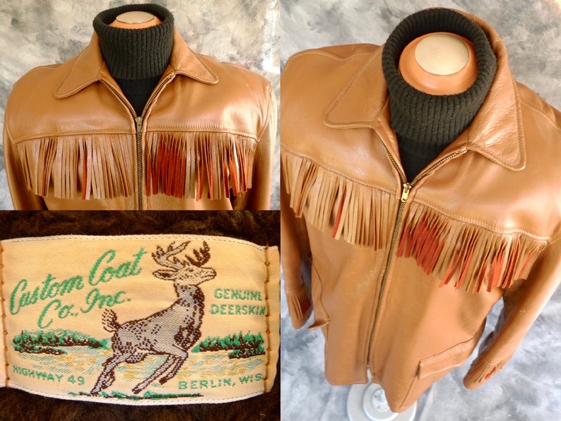 STUNNiNG Vintage DEERSKiN Leather Jacket Faux SHEARLiNG Etsy