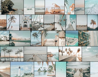 Beach aesthetic photo collage wall kit digital download | trendy wall art | aesthetic teen room decor | beach boho vibes VSCO