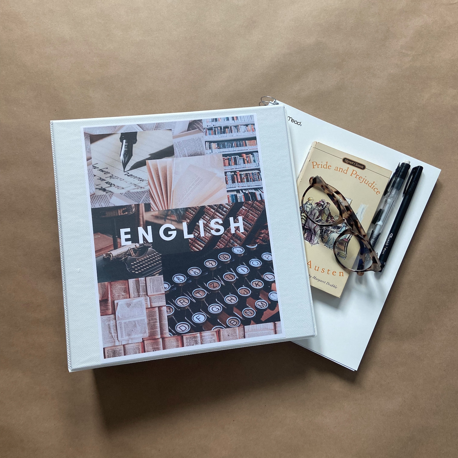 English Collage Binder Cover Aesthetic School Supplies Etsy
