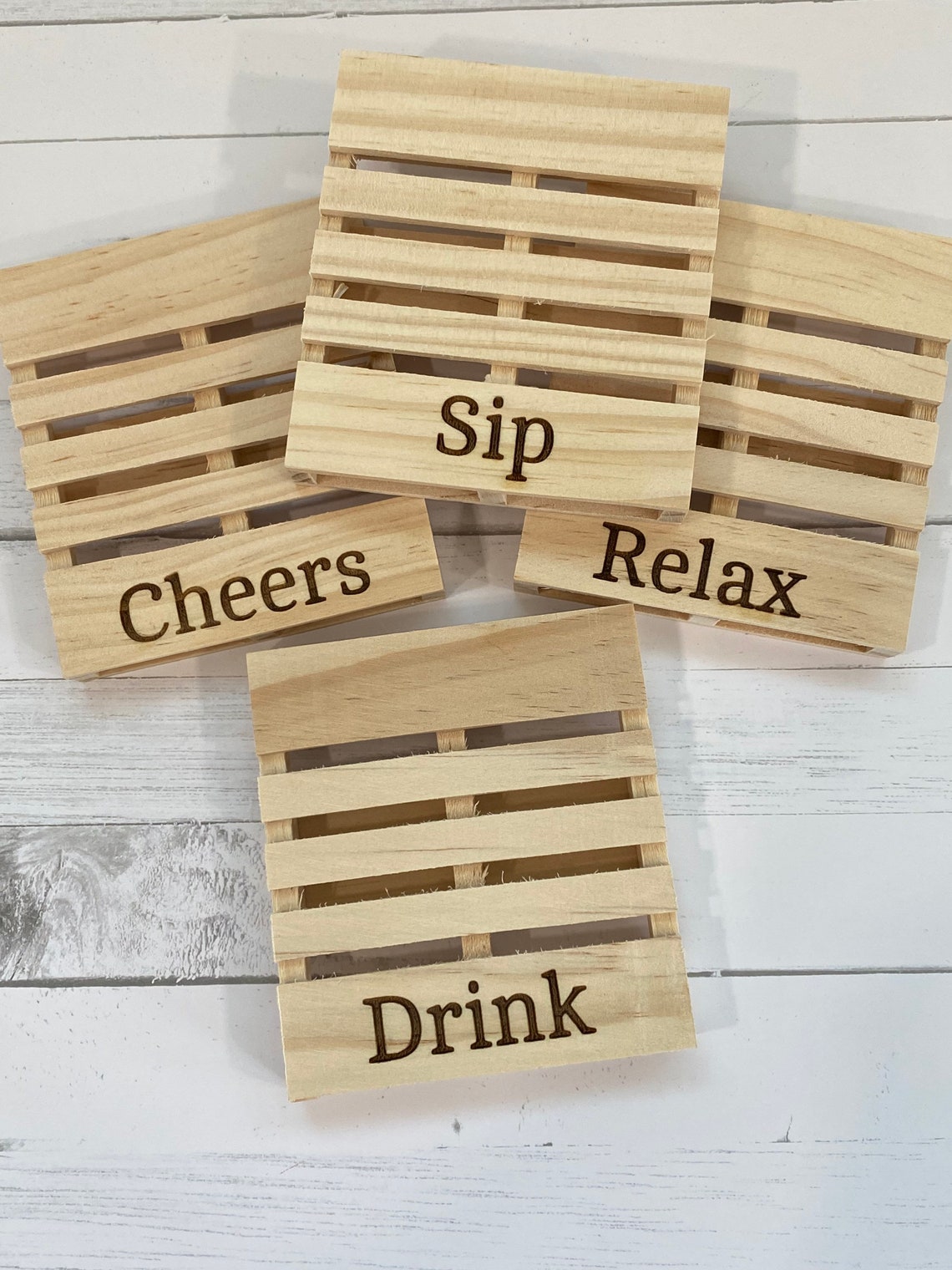 Personalized Wood Pallet Drink Coasters Farmhouse Style Etsy
