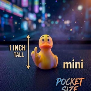 Middle Finger Duck, Rude Desk Decor, 1 Inch Miniature Yellow Duck, Funny Office Gift, Sarcastic Coworker Gag Gift, 3D Printed Pocket Toy