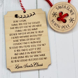 Santa’s Missing Button and Personalized Letter, Christmas, Ornament, Children, Christmas Magic