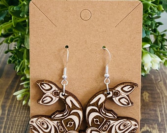 Fish earrings, wood earrings