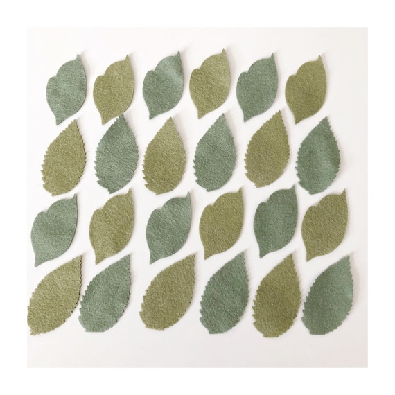 24 - 48 pack of felt leaves / greenery / moss and fern leaf / diy mobile pieces / two tone green